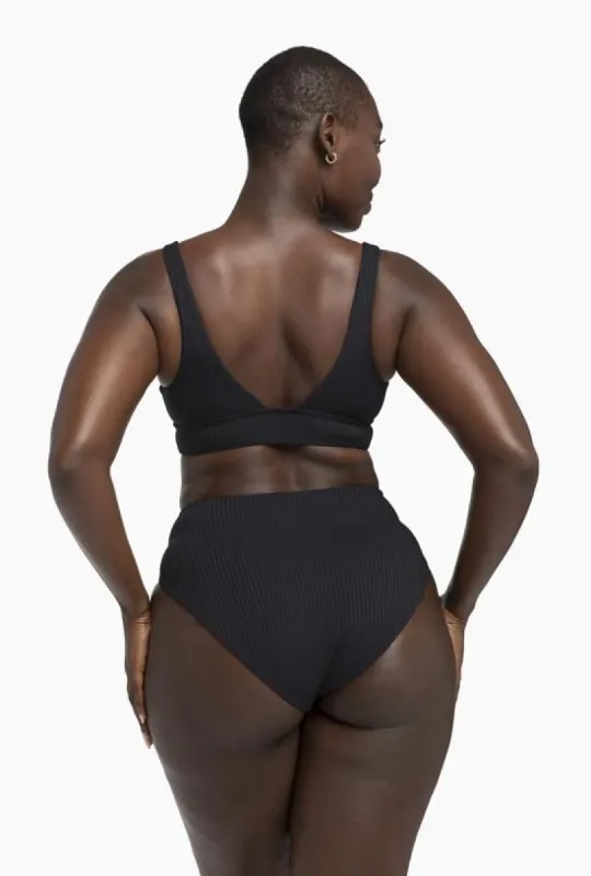 Sienna High Waist Full Cut Bottom - Black EcoRib sold by Vitamin A