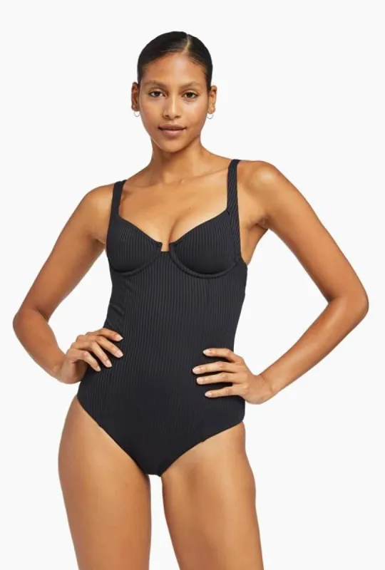 Demi Underwire One Piece - Black EcoRib sold by Vitamin A