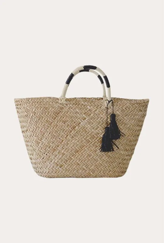 Amalfi Woven Beach Tote Bag - Natural/Black sold by Vitamin A