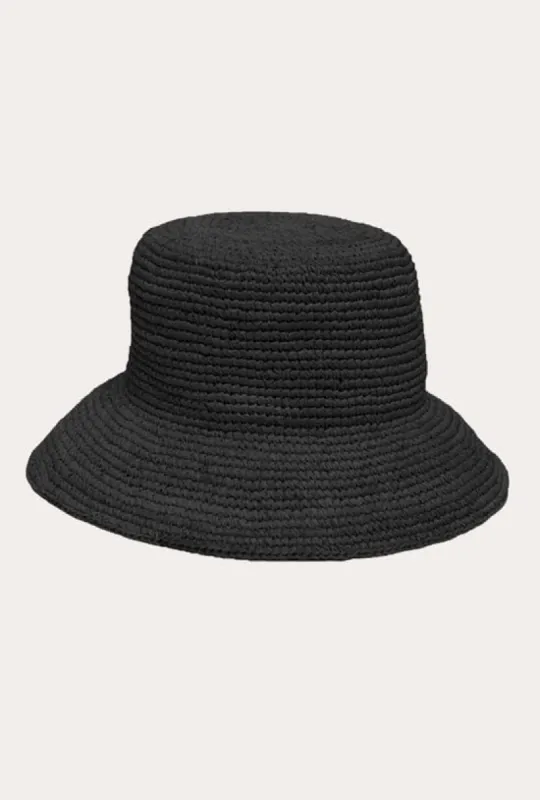 Cannes Straw Bucket Hat - Black sold by Vitamin A