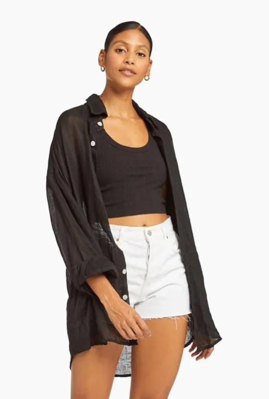 Thalia Organic Rib Crop Top - Black Organic Rib sold by Vitamin A