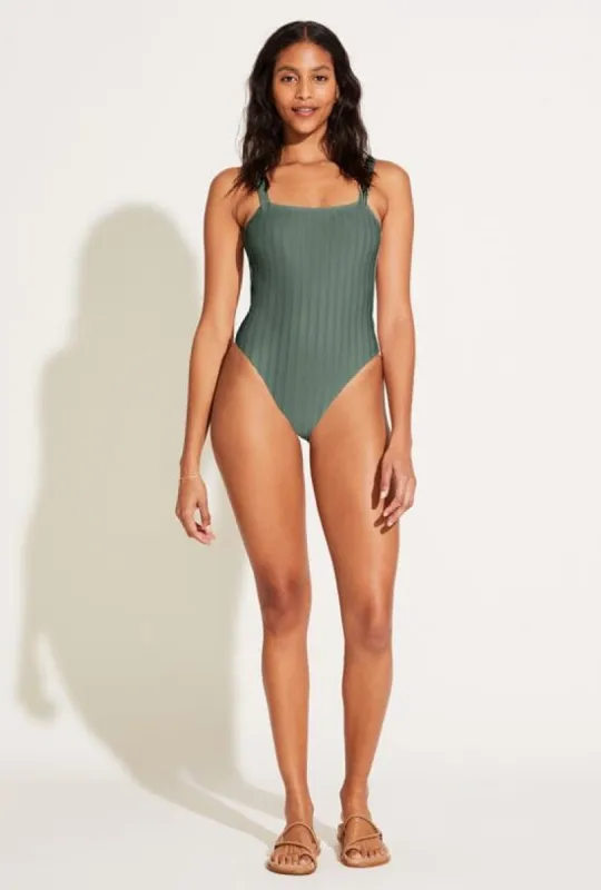 Leah Square Neck One Piece - Aloe SuperRib sold by Vitamin A