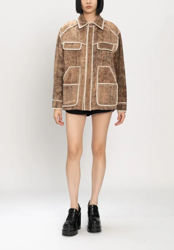 FLORAL WASHED MUD SILK WITH BOILED WOOL JACKET sold by Vivienne Tam