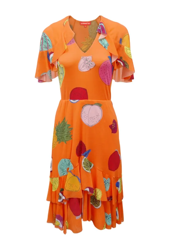 BIG FRUIT PRINT ON ST NETTING DRESS sold by Vivienne Tam