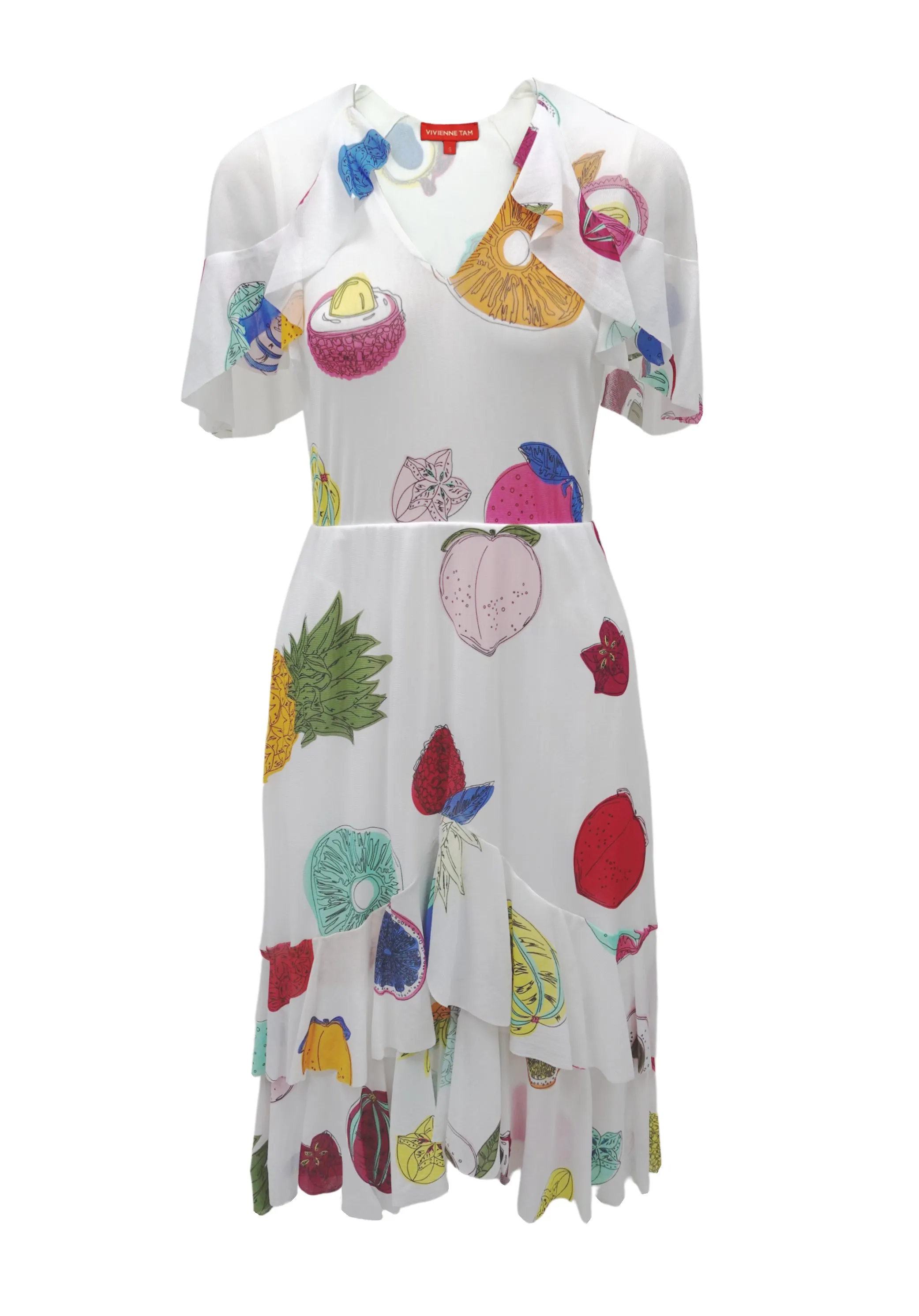 BIG FRUIT PRINT ON ST NETTING DRESS sold by Vivienne Tam product image thumbnail 3