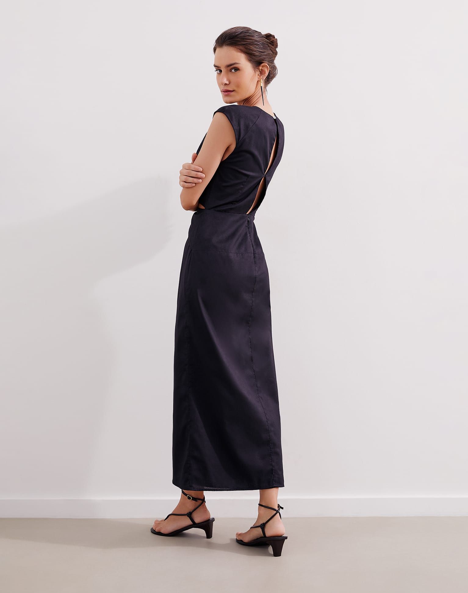 strapless open back dress Secret Gardens Asymmetrical Midi Dress Purple
