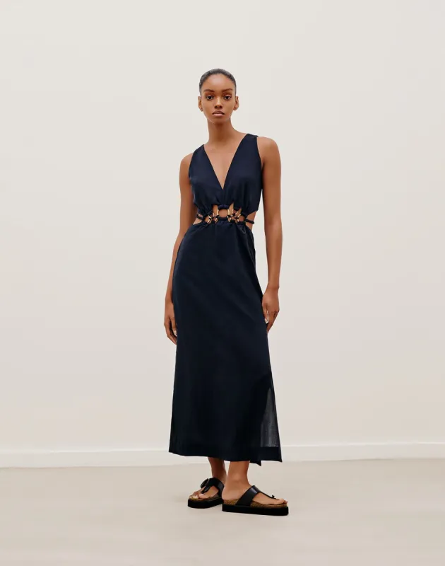 Maya Detail Long Dress (exchange only) - Black sold by Vix