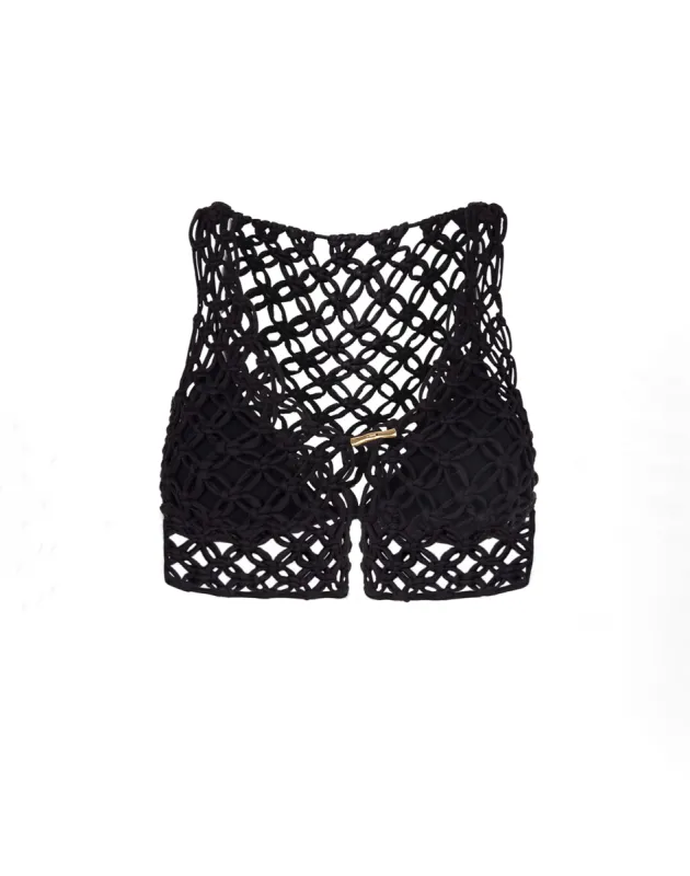 Gio Macrame Blouse - Black made by Vix