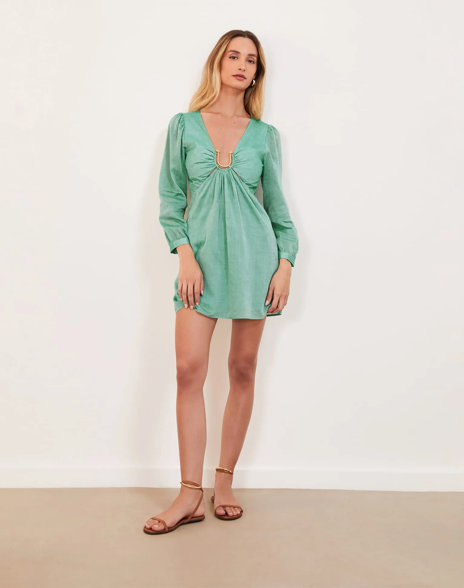 Amelia Detail Short Dress (exchange only) - Seagreen sold by Vix