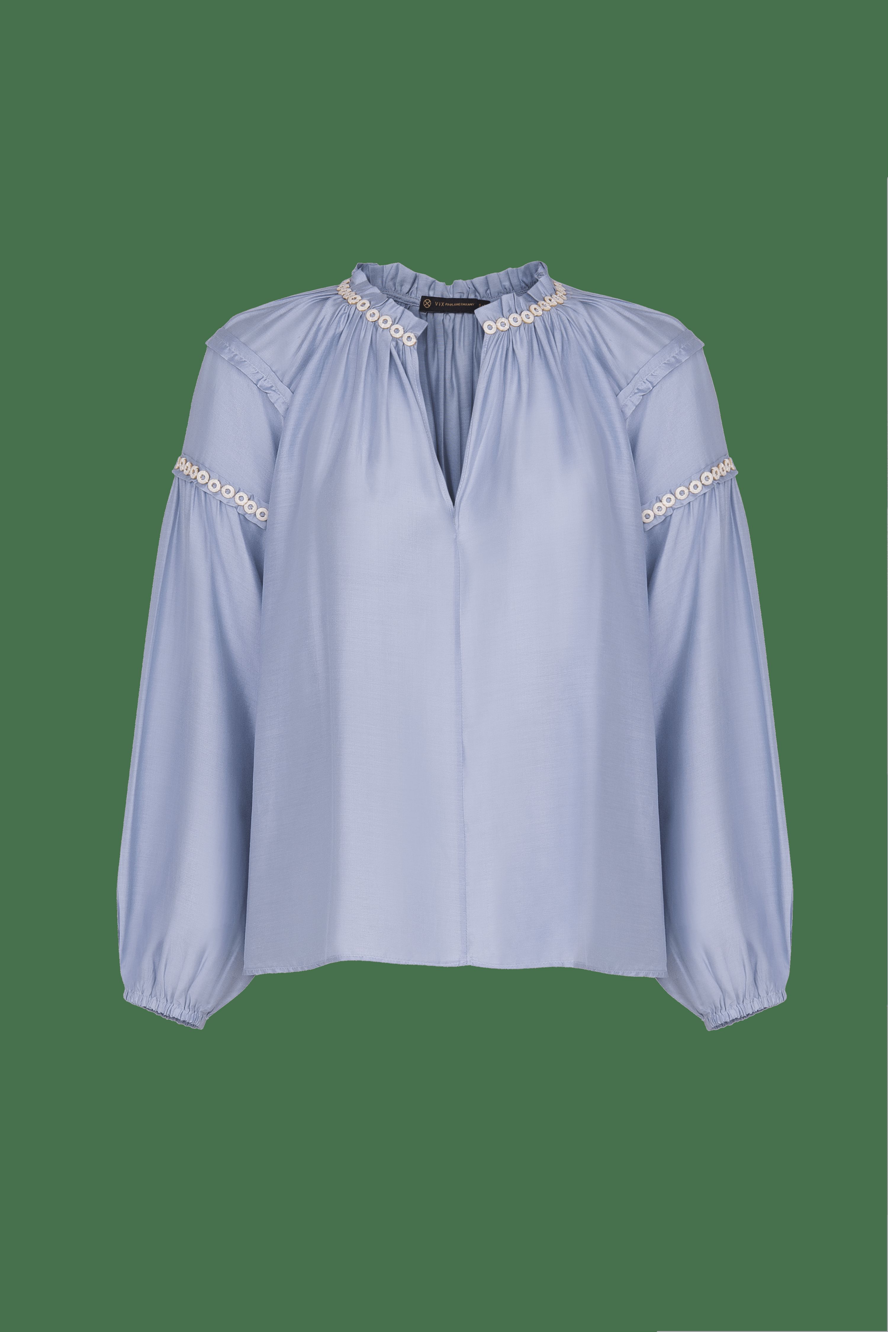 Cami Detail Long Sleeve Blouse (exchange only) - Blue Jeans sold by Vix product image thumbnail 5