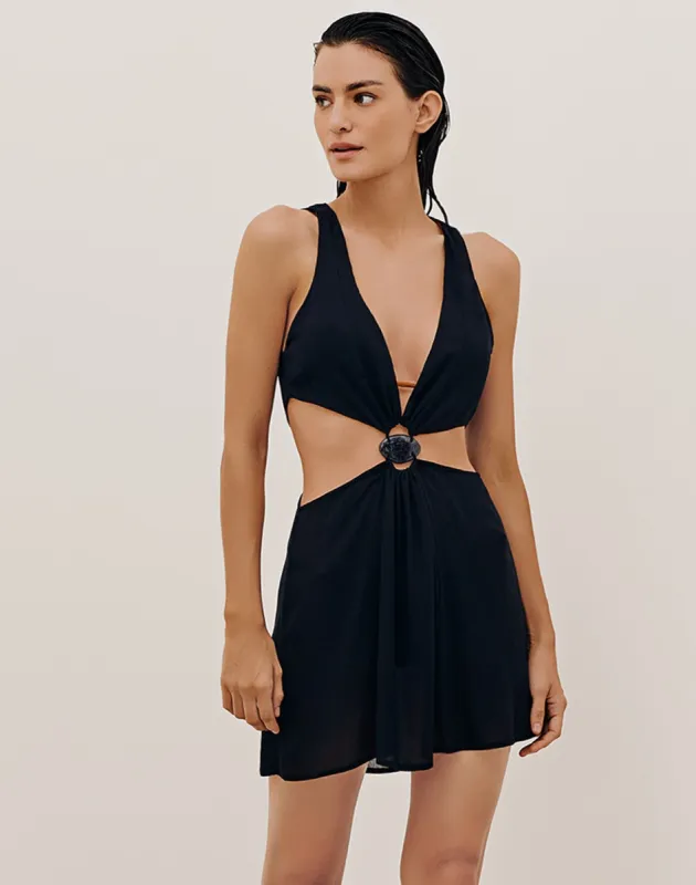 Rita Detail Short Cover Up (Final Sale) - Black made by Vix