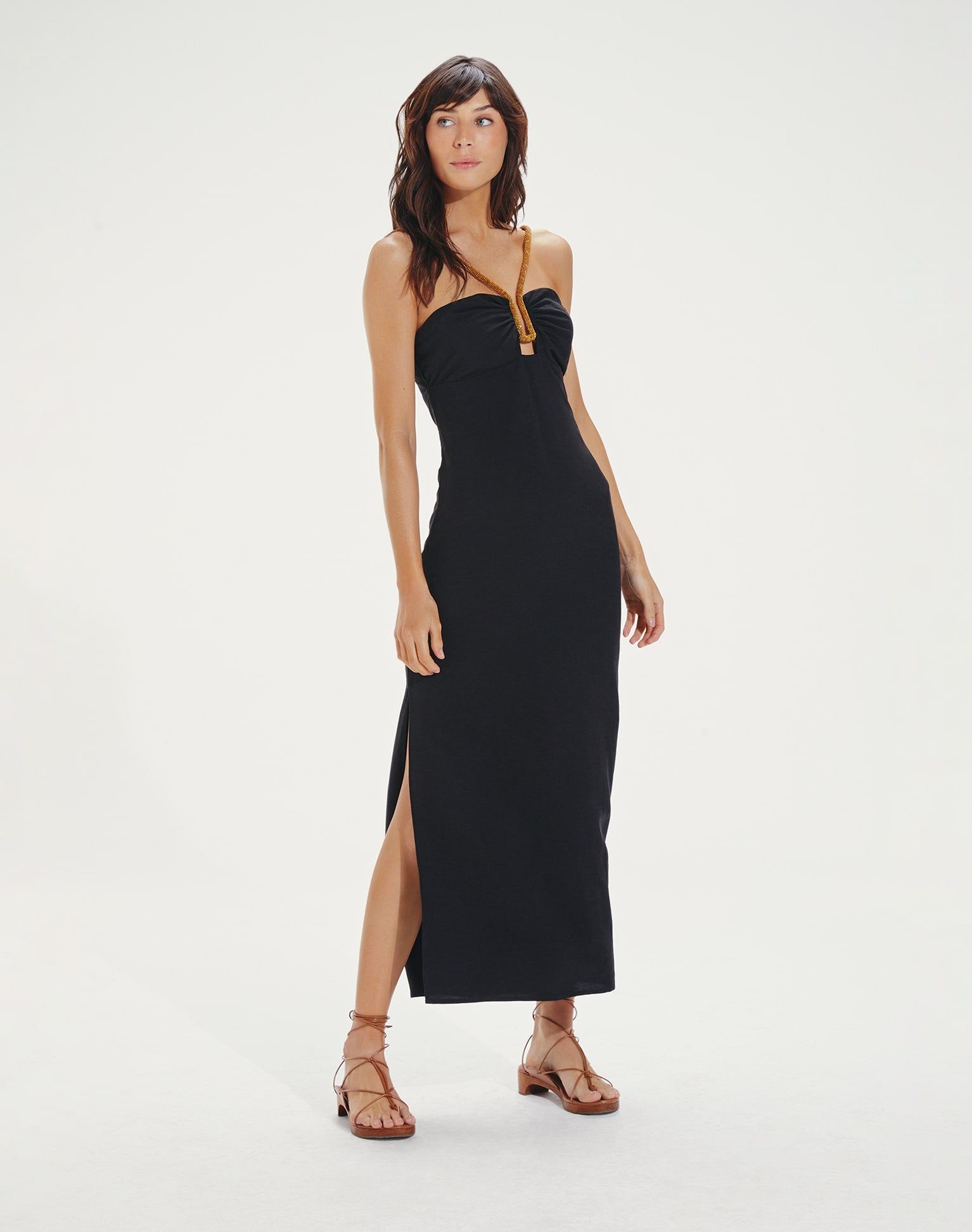 Flora Detail Midi Dress - Black sold by Vix