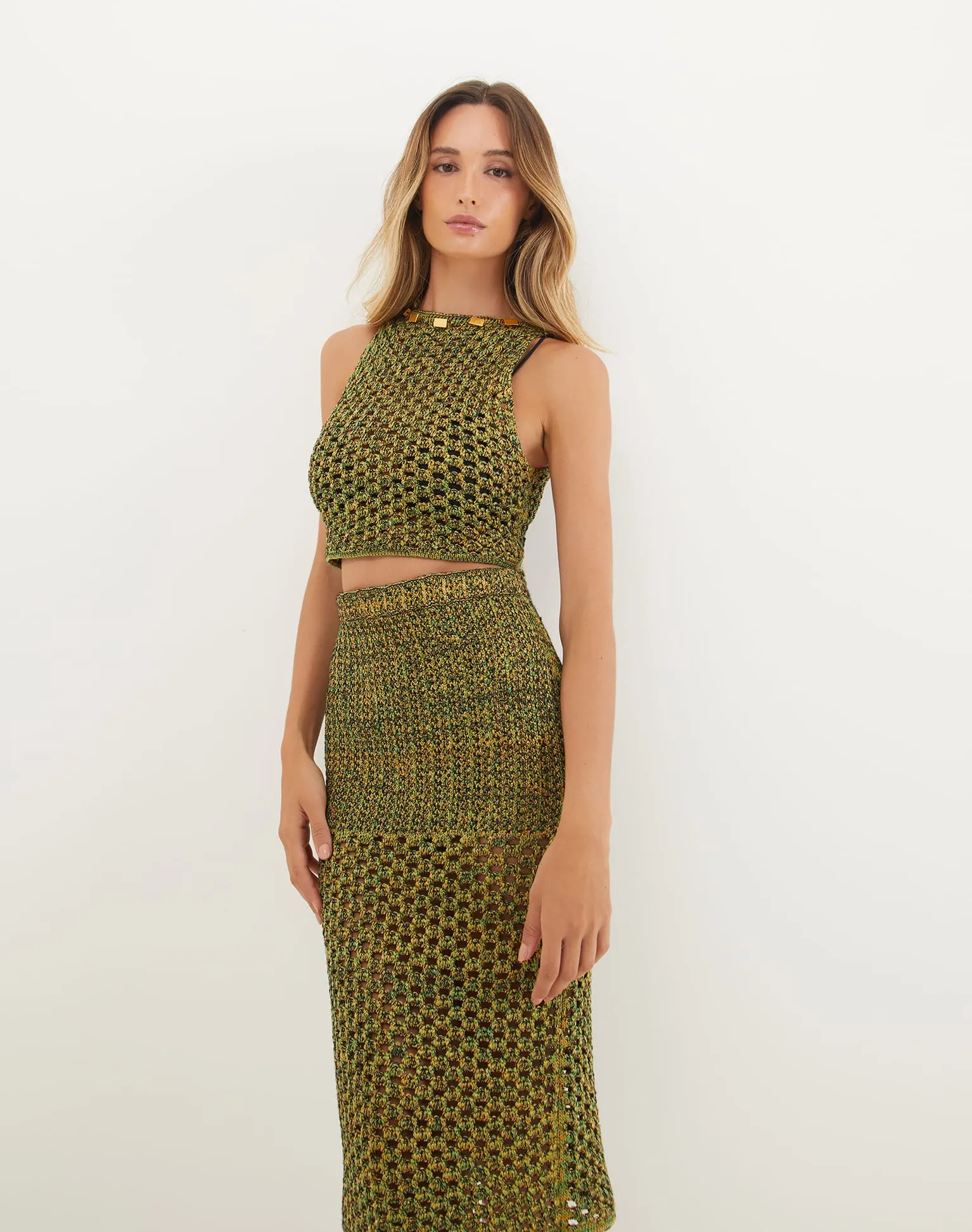 Knit Aria Midi Skirt - Green sold by Vix product image thumbnail 4