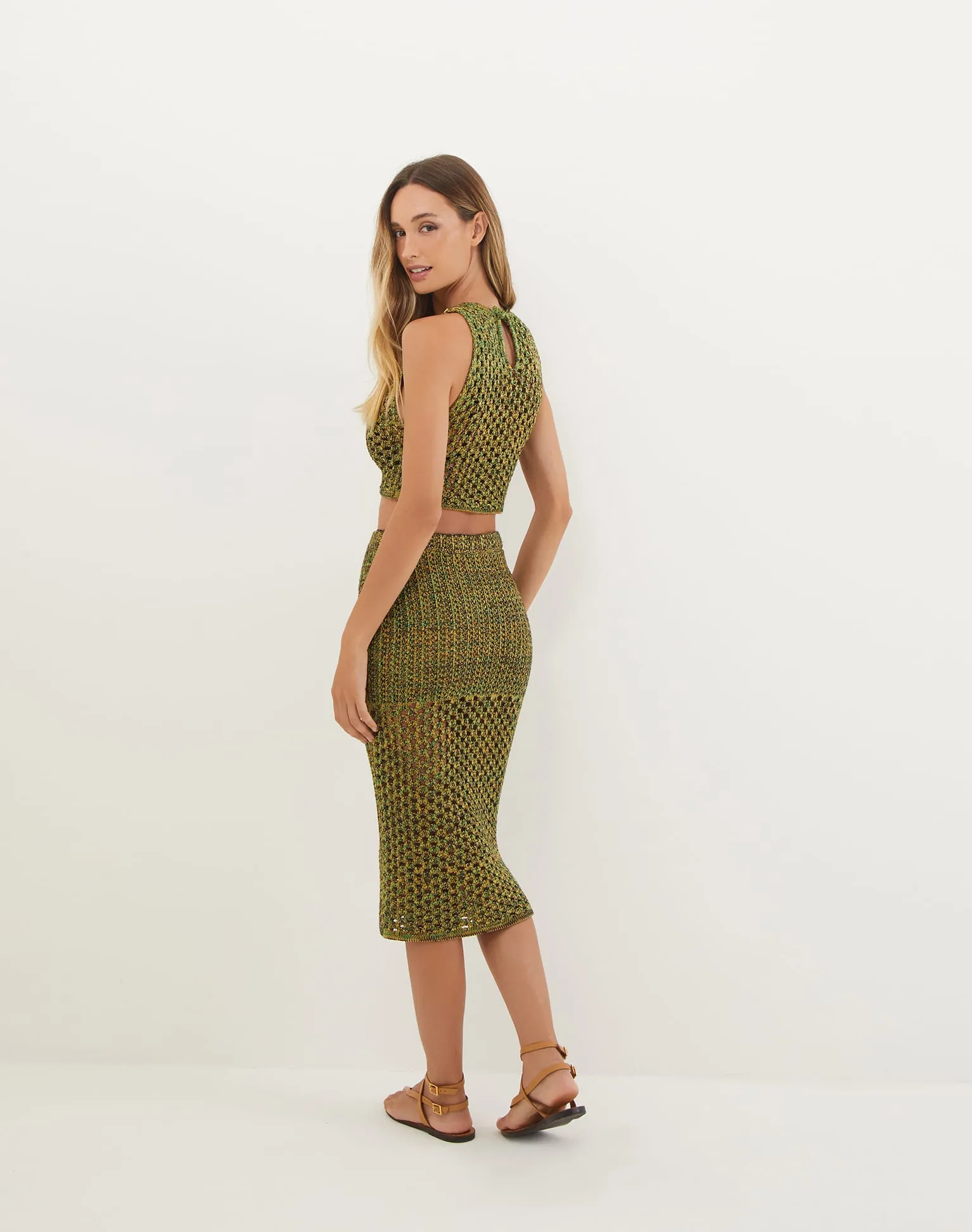 Knit Aria Midi Skirt - Green sold by Vix product image thumbnail 3
