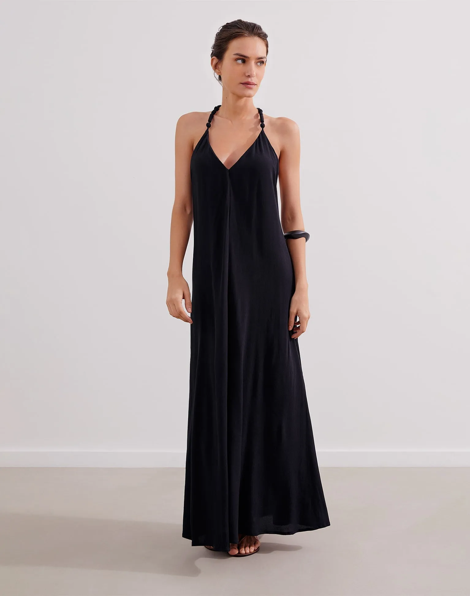 Remi Detail Long Dress - Black sold by Vix