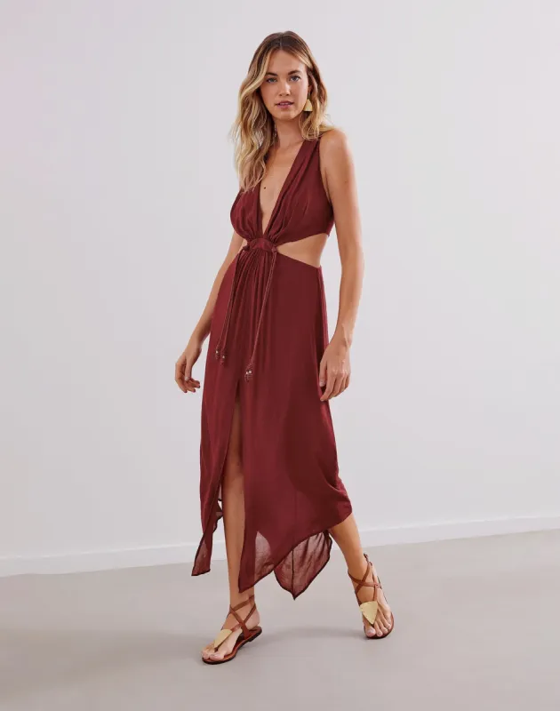 Nayara Long Dress (exchange only) - Cranberry sold by Vix