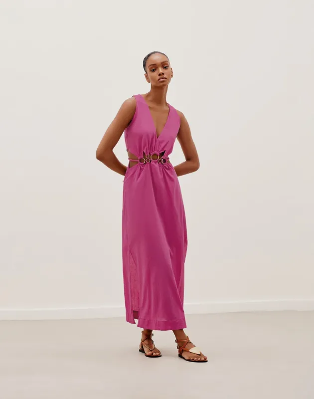Maya Detail Long Dress (exchange only) - Bubblegum sold by Vix