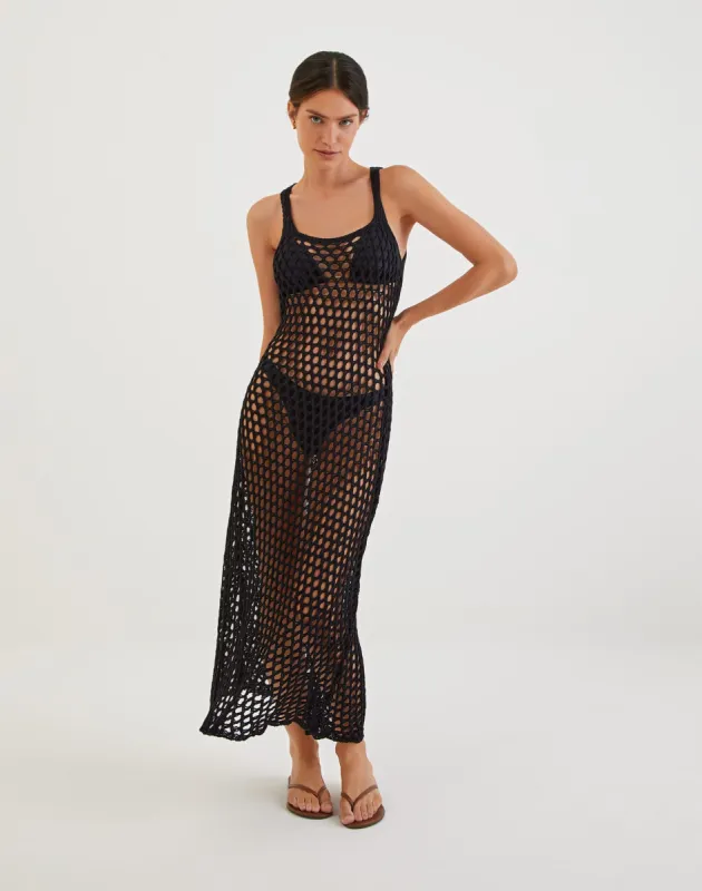 Knit Nicole Long Cover Up - Black sold by Vix