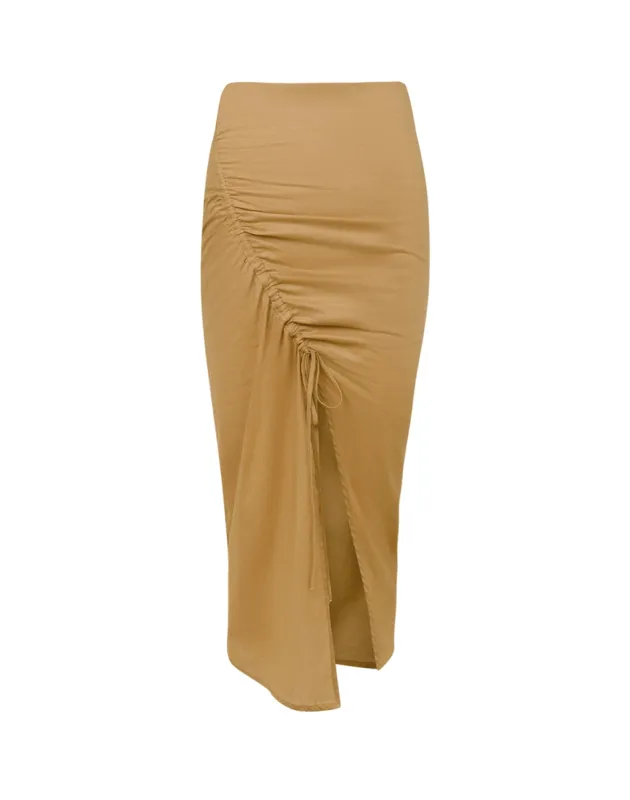 Misa Midi Skirt (exchange only) - Walnut sold by Vix
