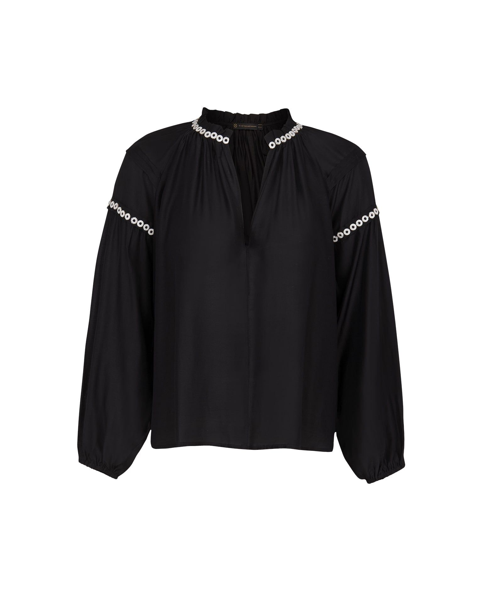 Cami Detail Long Sleeve Blouse (Final Sale) - Black sold by Vix