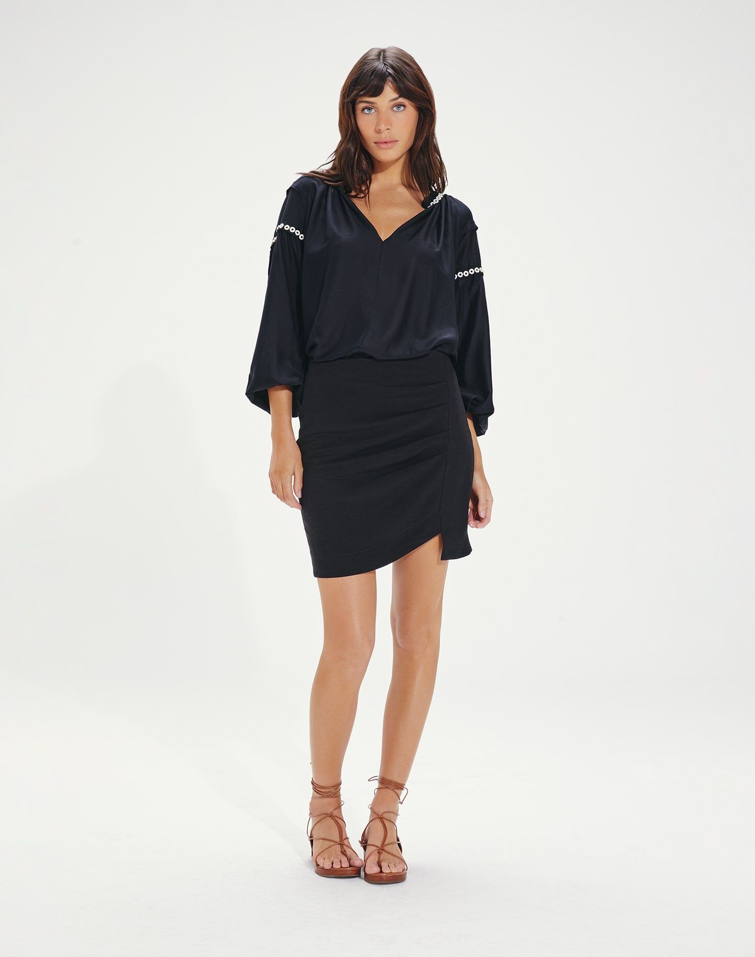 Cami Detail Long Sleeve Blouse (Final Sale) - Black sold by Vix product image thumbnail 2