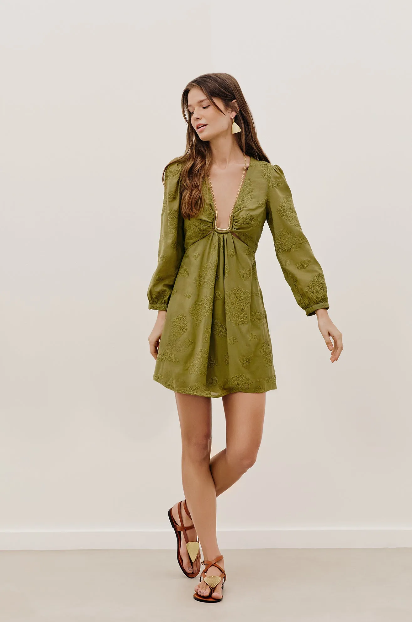 Amelie Short Dress - Avocado sold by Vix