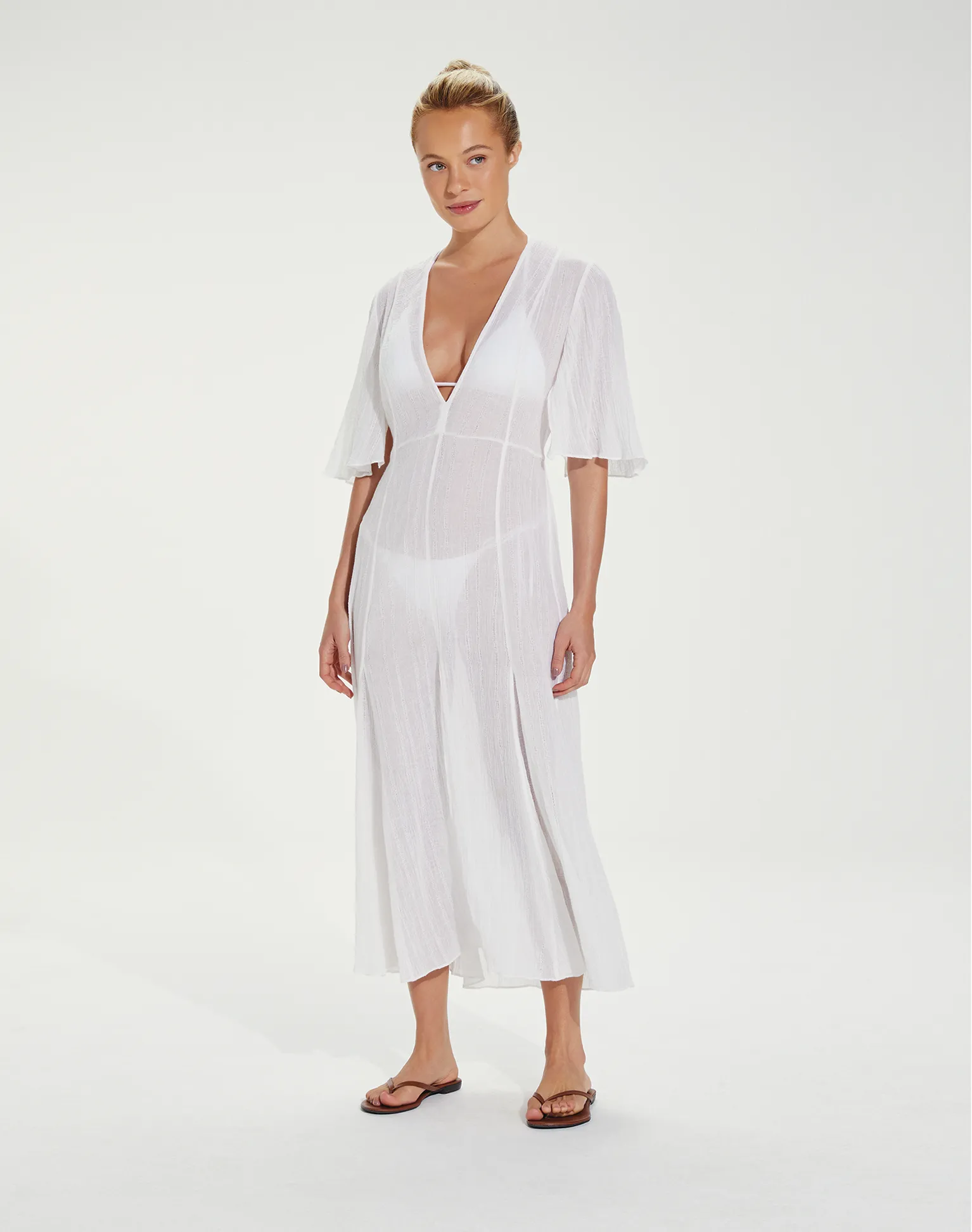 Long Malia Caftan - White sold by Vix