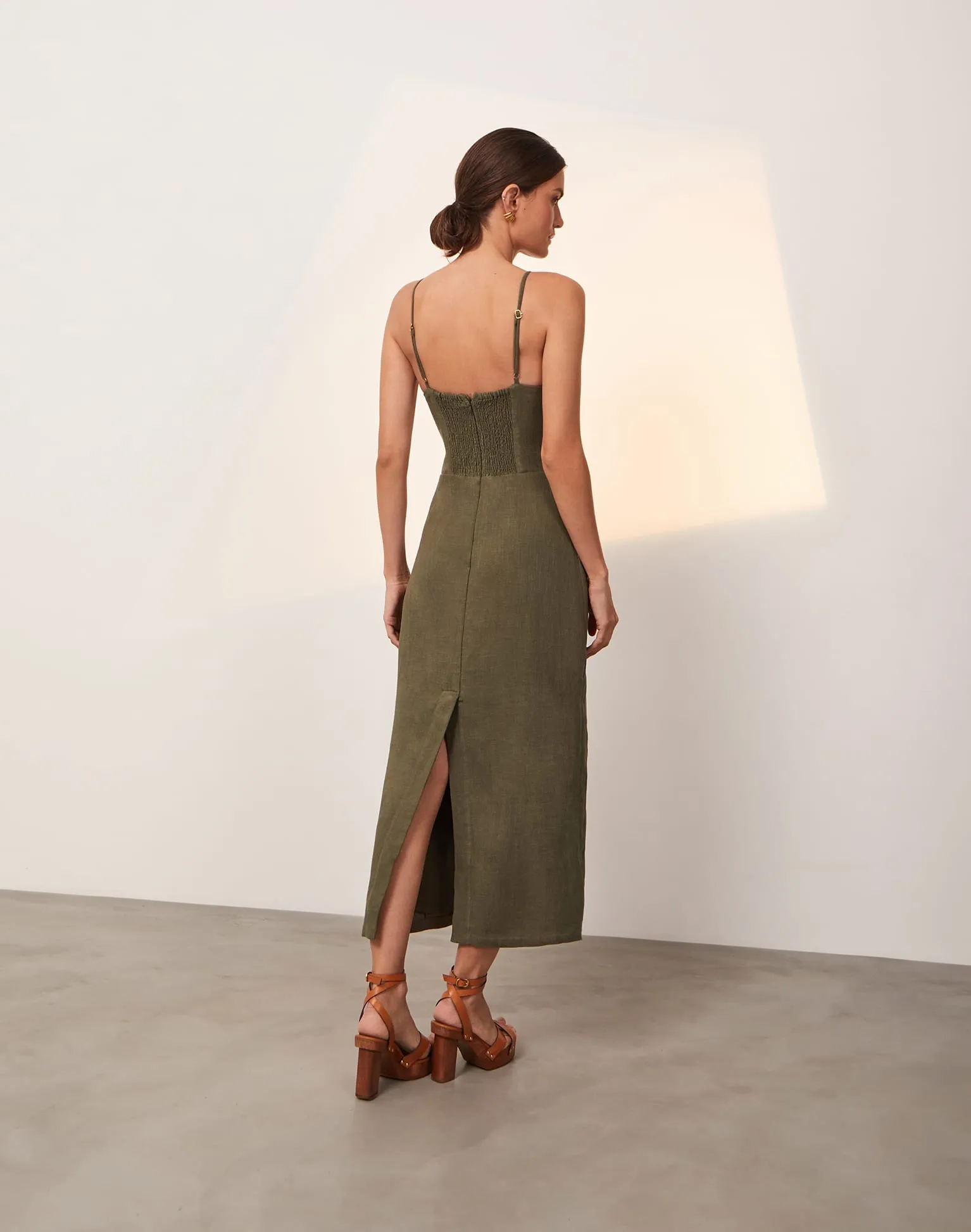 Janet Midi Dress - Evergreen sold by Vix product image thumbnail 3