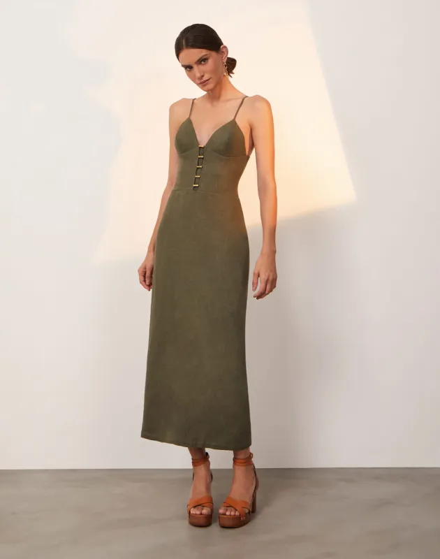 Janet Midi Dress - Evergreen sold by Vix