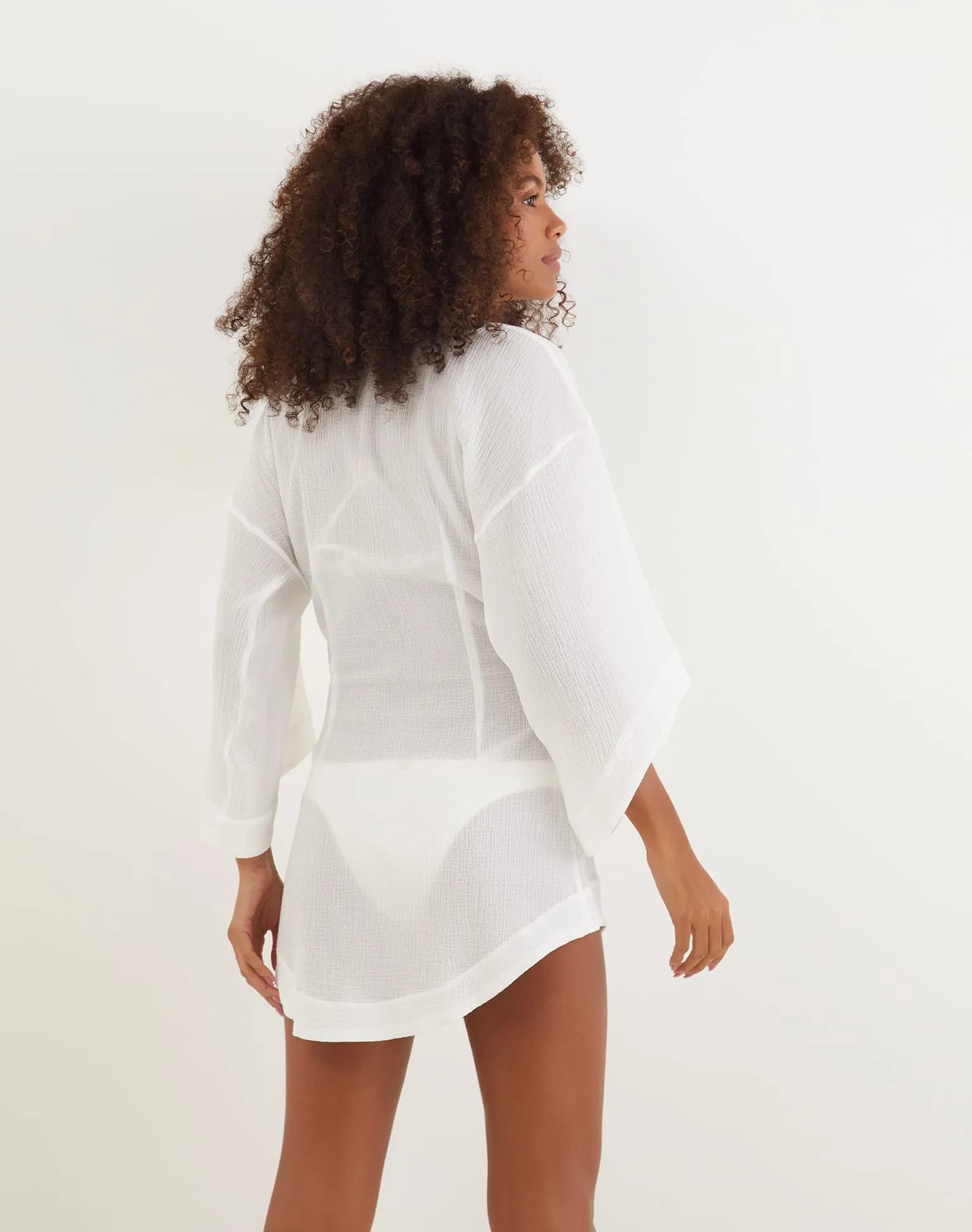 Yanka Short Kimono Cover Up - Off White sold by Vix product image thumbnail 3