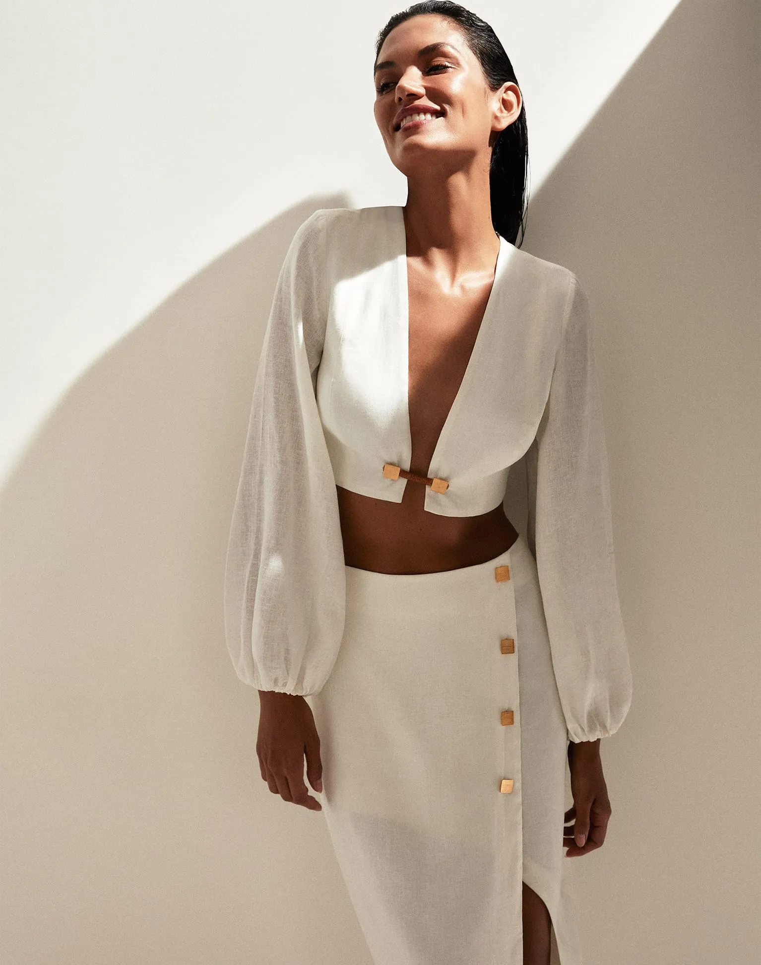 Alessia Midi Skirt - Off White sold by Vix product image thumbnail 5