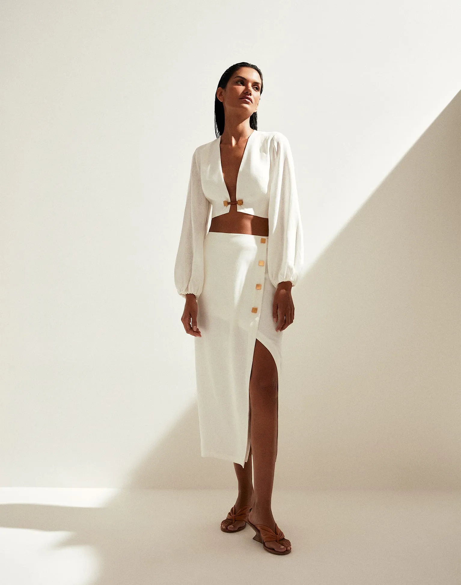 Alessia Midi Skirt - Off White sold by Vix product image thumbnail 3