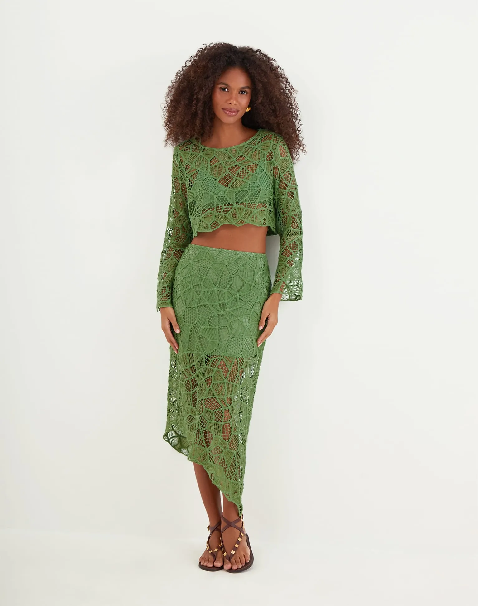 Hollie Midi Skirt (Final Sale) - Aloe sold by Vix product image thumbnail 2