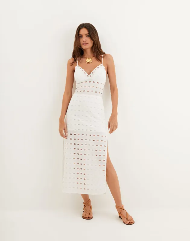 Eyelet Raya Midi Dress - Off White sold by Vix