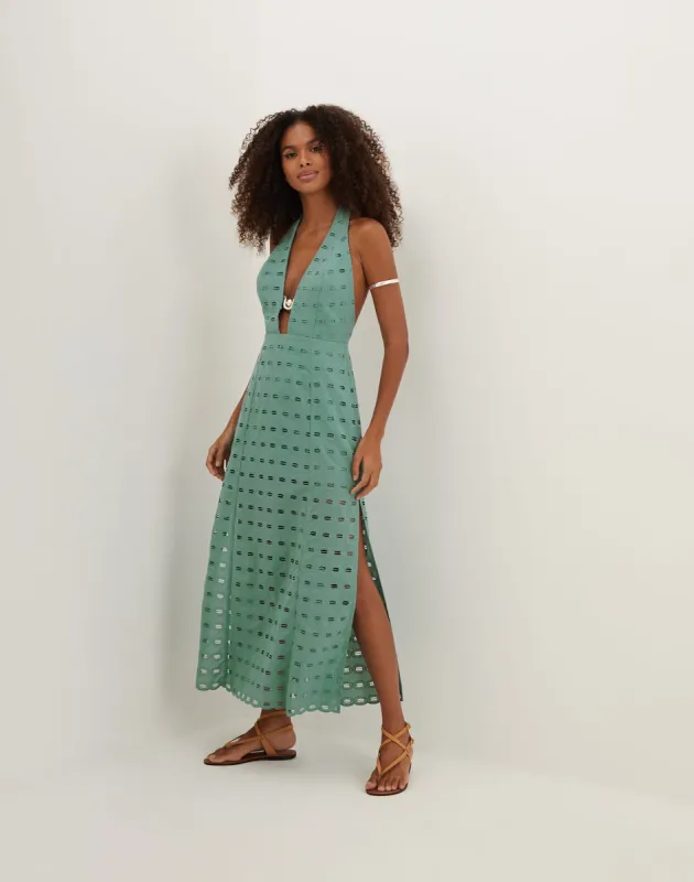 Eyelet Maryse Long Dress (Exchange Only) - Seaglass sold by Vix