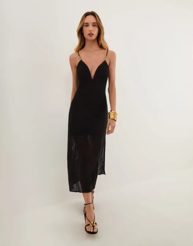 Knit Stone Midi Dress - Black sold by Vix