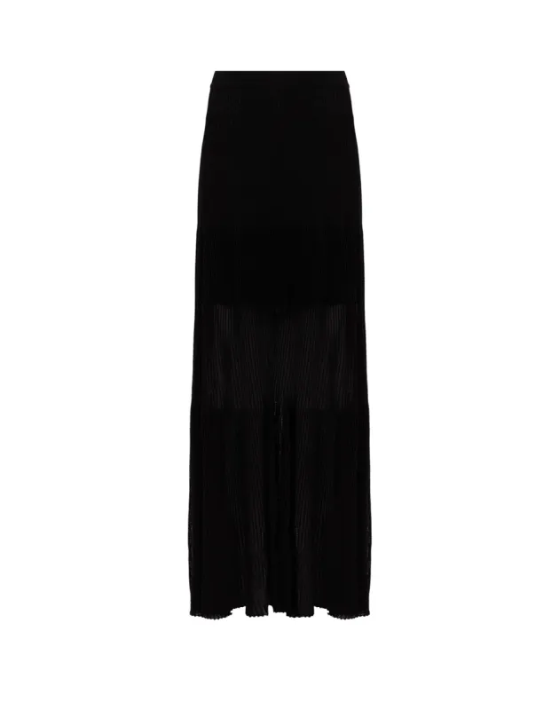 Knit Maira Long Skirt (Exchange Only) - Black made by Vix
