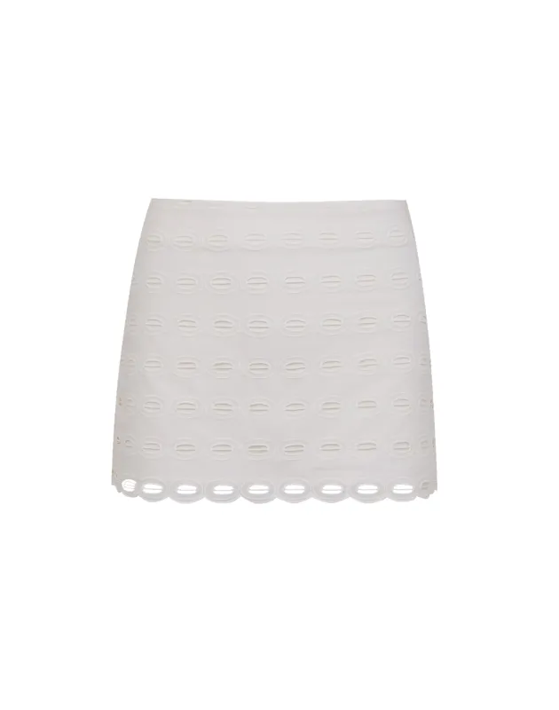 Eyelet Zita Short Skirt - Off White sold by Vix