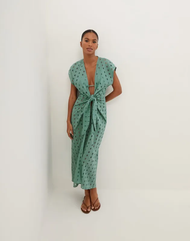 Eyelet Sasha Long Cover Up - Seaglass sold by Vix