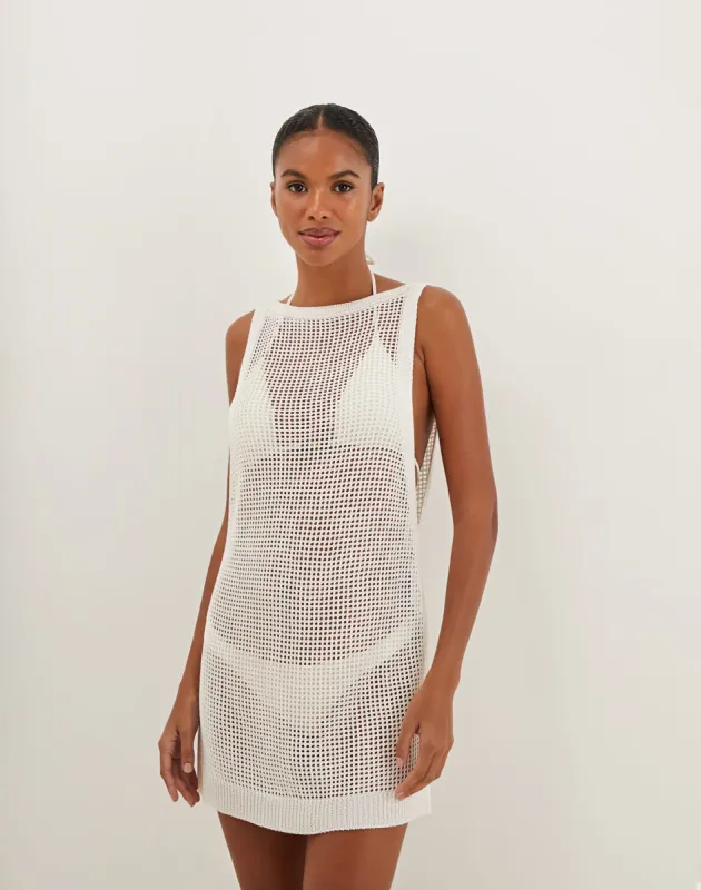 Knit Erika Short Cover Up - Off White sold by Vix
