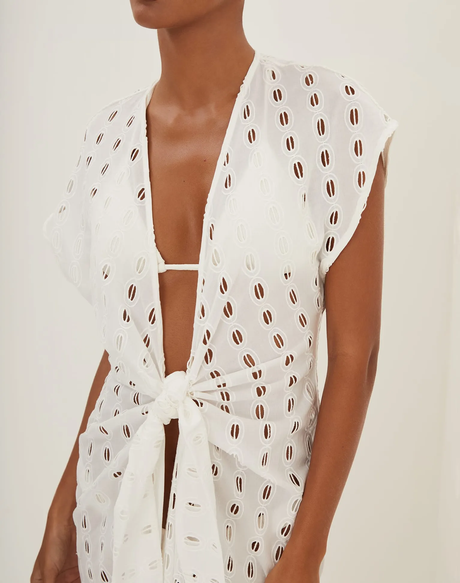 Eyelet Sasha Long Cover Up - Off White sold by Vix product image thumbnail 3