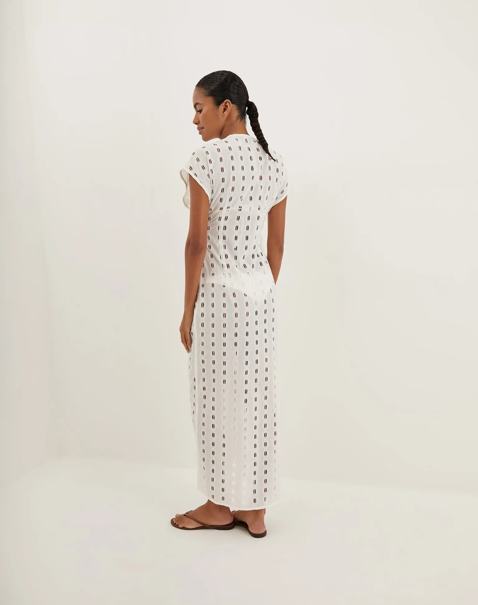 Eyelet Sasha Long Cover Up - Off White sold by Vix product image thumbnail 2