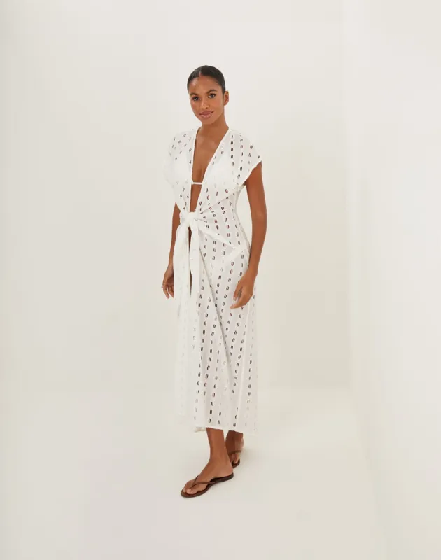 Eyelet Sasha Long Cover Up - Off White sold by Vix