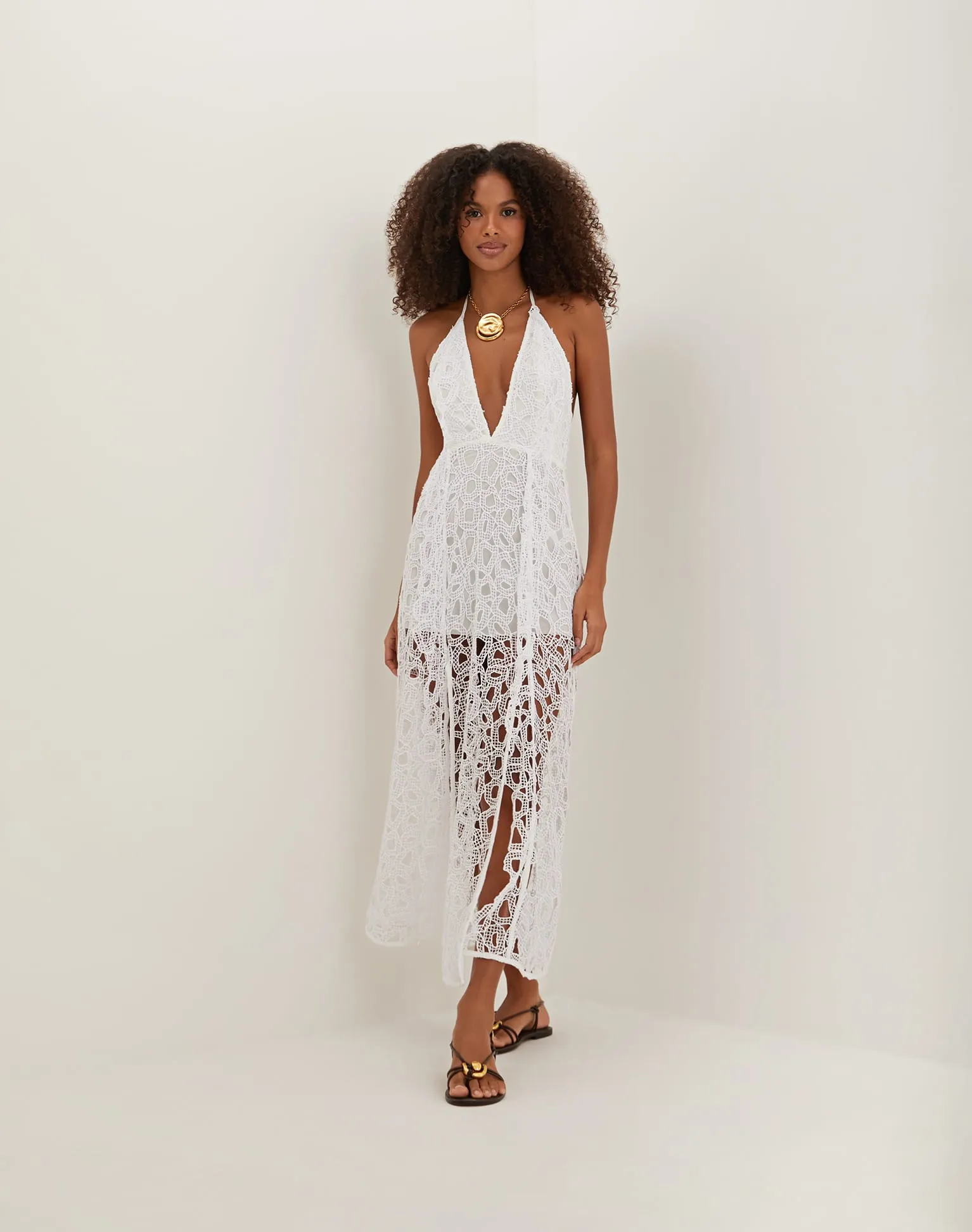 Eyelet Joelle Midi Dress - Off White sold by Vix