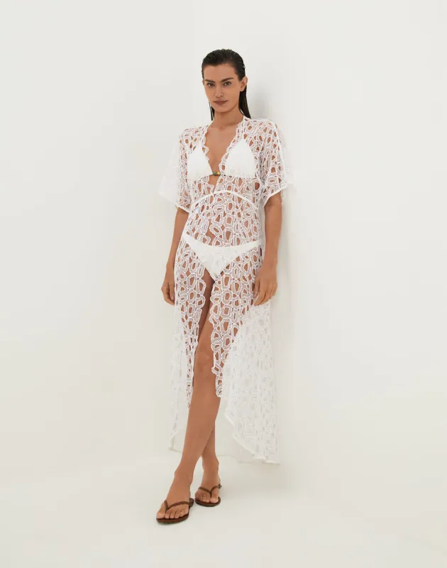 Eyelet Arie Long Cover Up - Off White sold by Vix