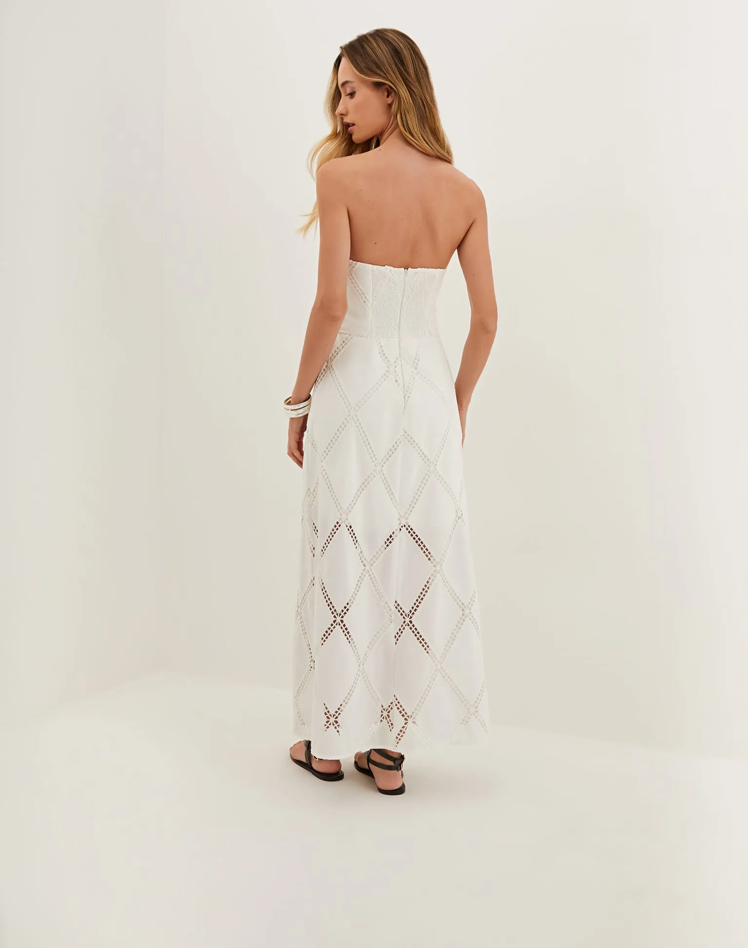 Eyelet Zhen Long Dress (Exchange Only) - Off White sold by Vix product image thumbnail 2