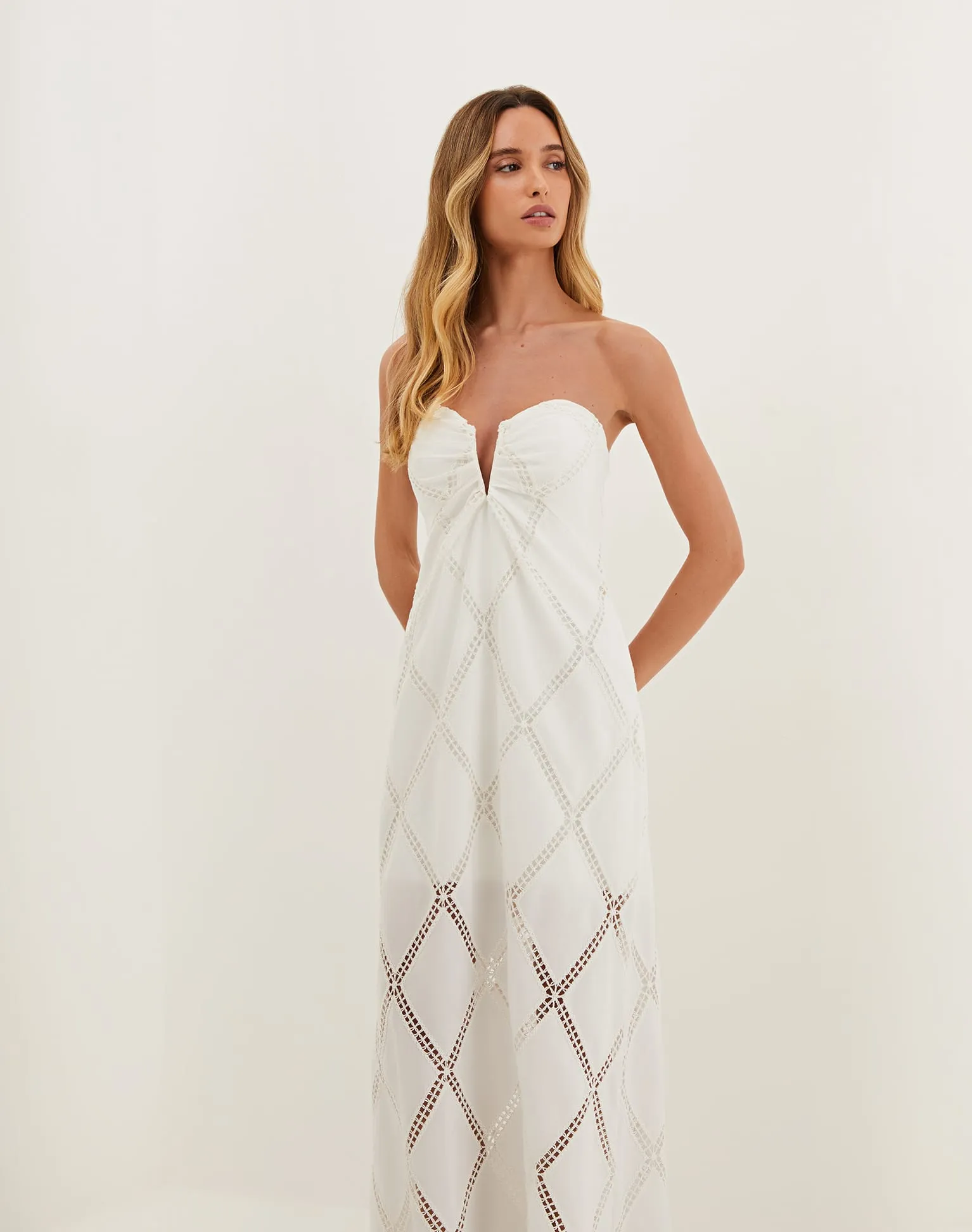 Eyelet Zhen Long Dress (Exchange Only) - Off White sold by Vix product image thumbnail 3