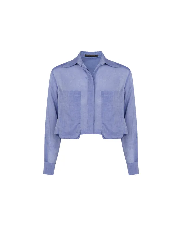 Cassia Cropped Blouse - Sapphire sold by Vix