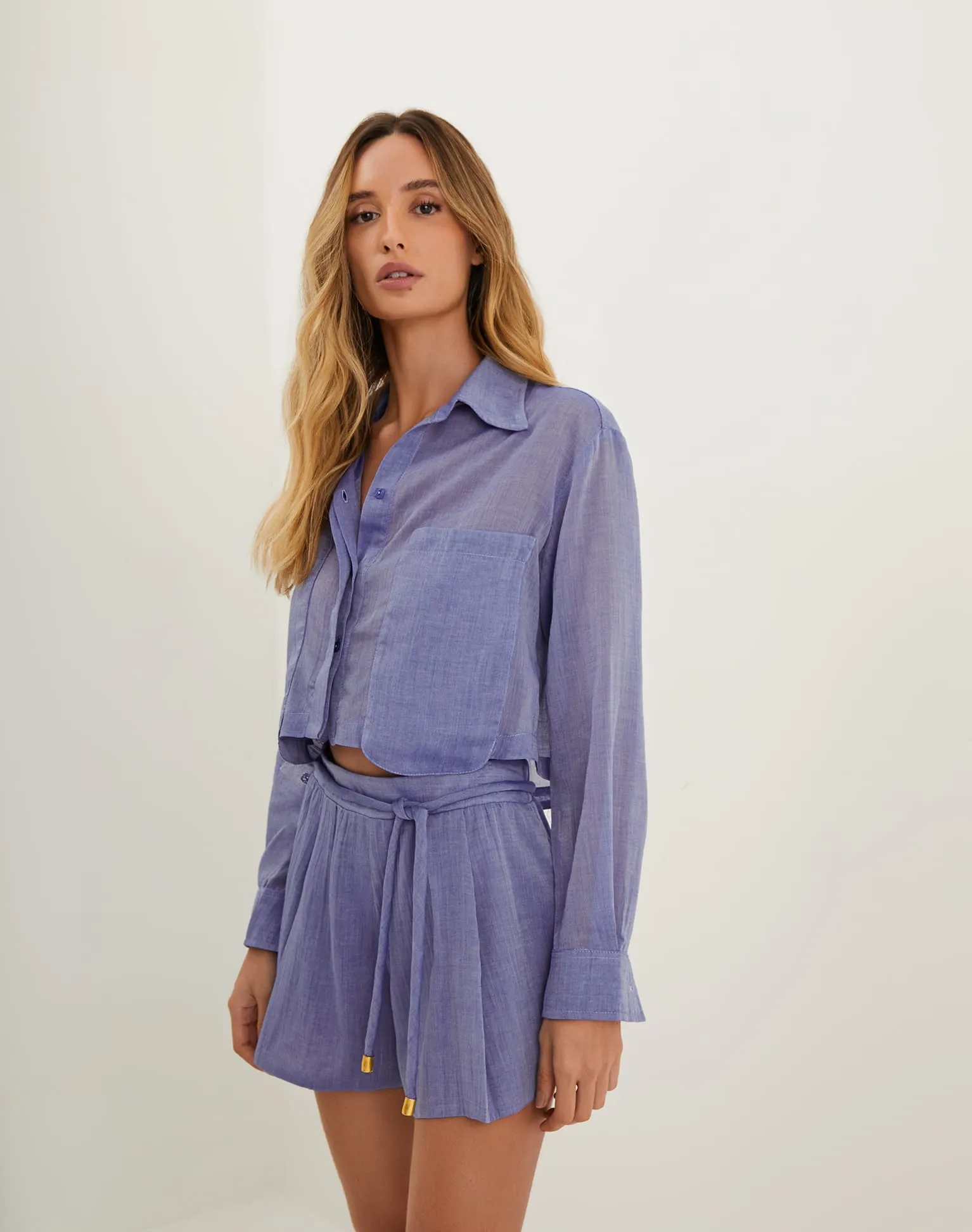 Cassia Cropped Blouse - Sapphire sold by Vix product image thumbnail 2