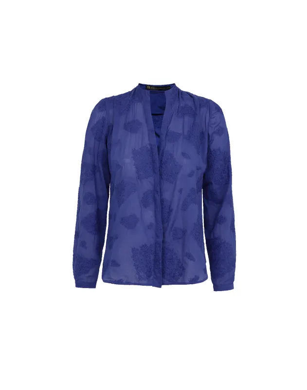 Yumi Long Sleeve Blouse - Sapphire sold by Vix
